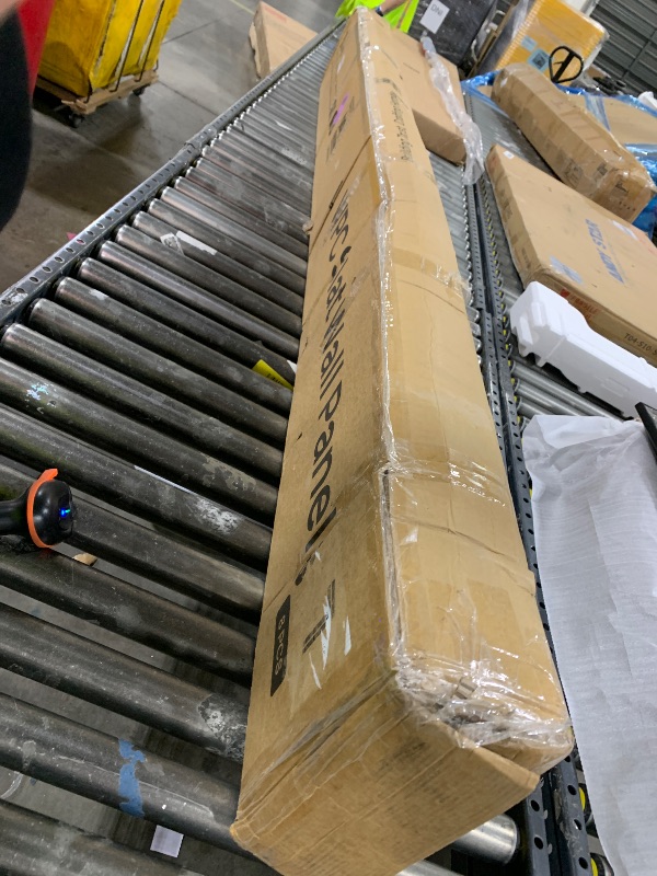 Photo 1 of LARWORKS WPC Slat Wall Panels 8 Pack 96" x 8.2", Waterproof Fluted Wall Paneling, Accent 3D Wall Panel for Wall Decor, Bathroom, Bedroom, Office - Widen Low Grille Elm (Cover Approx.44 sq.ft)