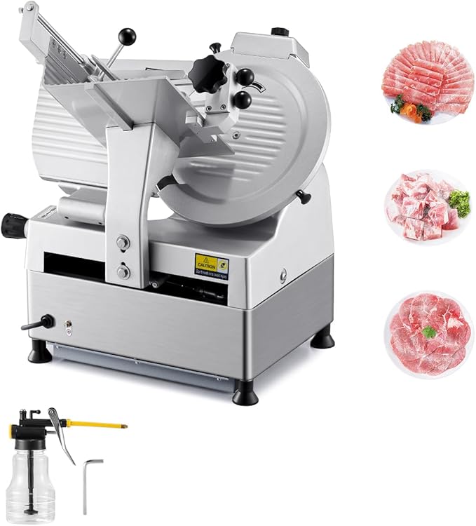 Photo 1 of VEVOR Automatic Meat Slicer,Deli Slicer 0-0.3 inch Adjustable Thickness, Electric Food Slicer Machine for Meat, Vegetables, Hard Bread, and Cheese