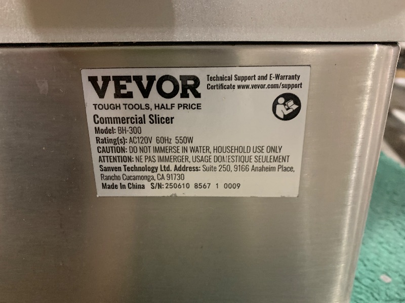 Photo 1 of VEVOR Automatic Meat Slicer,Deli Slicer 0-0.3 inch Adjustable Thickness, Electric Food Slicer Machine for Meat, Vegetables, Hard Bread, and Cheese