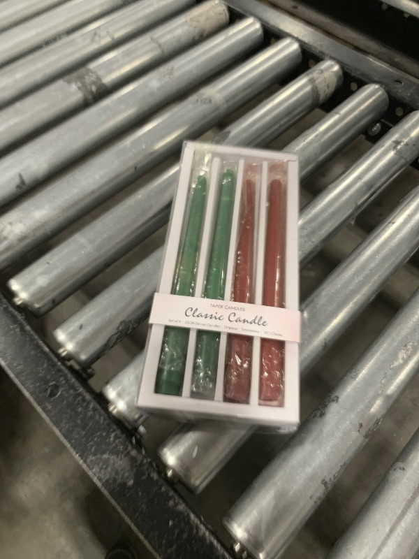 Photo 1 of 10 Inches Green and Burgundy Unscented Taper Candles for Christmas, 4 Pcs 7/8 Inch Thin Candlesticks for Dinner, Party, Home Decoration and Emergency