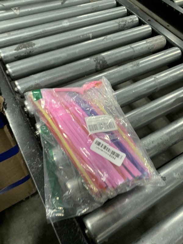 Photo 1 of [100 Pack] 10.24" High Extra Long Flexible Plastic Straws, Disposable Drinking Straws, Colorful Bendy Straws - Assorted Colors