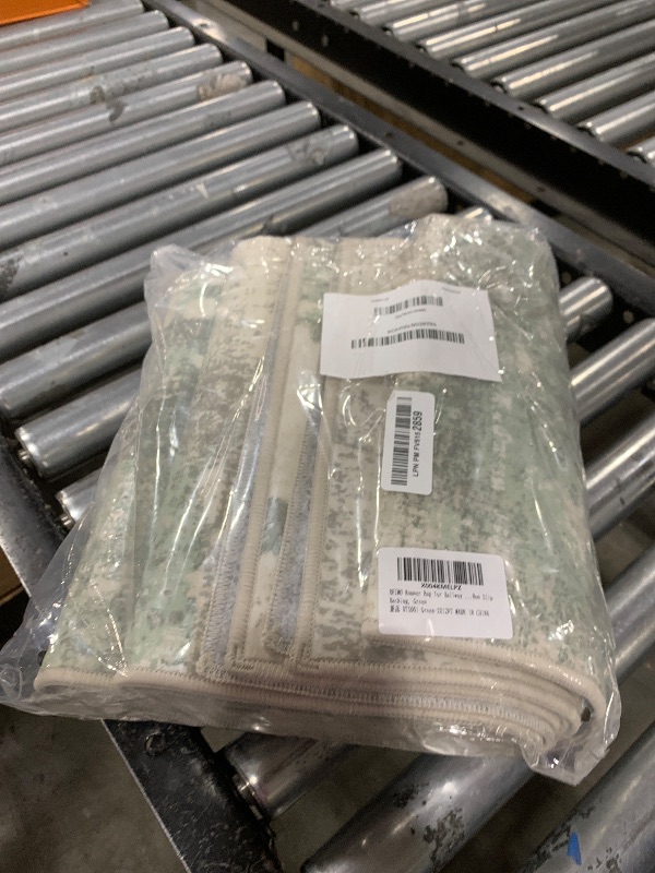 Photo 1 of BEIMO Runner Rug for Hallway Kitchen, 2x12 Machine Washable Runners Rug for Entryway, Soft Modern Abstract Throw Rugs, Low Pile Floor Cover with Non Slip Backing, Light Green