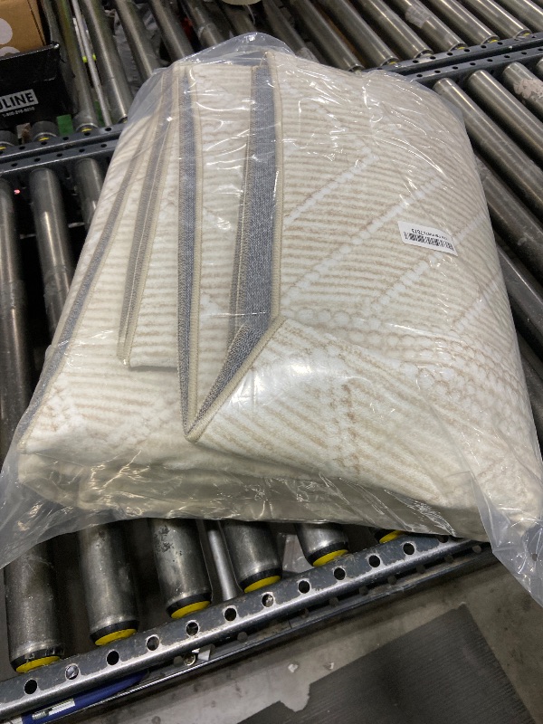 Photo 1 of Area Rug Living Room Rugs 8x10 - Large Soft Boho Geometric Rug, Non-Slip Foldable Washable Rugs Non Shedding Morden Indoor Floor Carpet for Living Bedroom Office Dining Room(Modern Beige,8'x10')