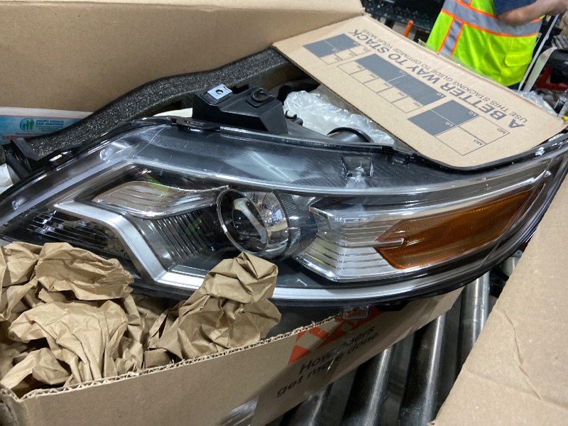 Photo 1 of Headlights Headlamps Assembly Compatible with 2010 2011 2012 Ford Taurus Head Light Headlamp Driver and Psaaenger Side, Chrome Housing Amber Side