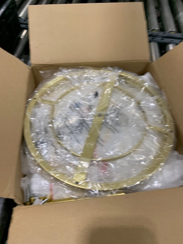 Photo 1 of LMQNINE Modern Foyer Chandelier, Gold Crystal Chandelier Entryway Pendant Light Fixture, Round Adjustable Height Chandeliers for Kitchen Island, L11.81'' x H7.87''