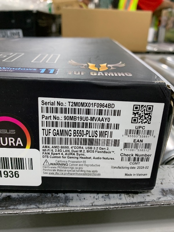 Photo 1 of ASUS TUF Gaming B550-PLUS WiFi II AMD AM4 (3rd Gen Ryzen™) ATX Gaming Motherboard (PCIe 4.0, WiFi 6, 2.5Gb LAN, BIOS Flashback, USB 3.2 Gen 2, Addressable Gen 2 RGB Header and Aura Sync)