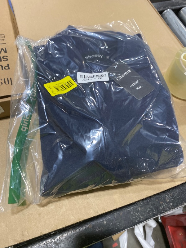 Photo 1 of CHARTOU Women's Cropped Wool Blend Coat Fall Knit Sweater Blazer Notch Lapel Double Breasted Pea Coat Jacket (XX-Large, Dark Blue)