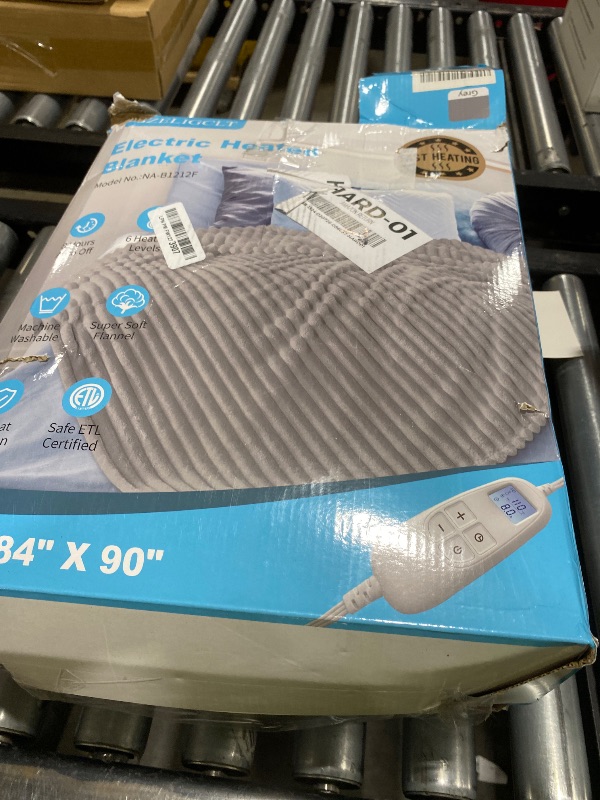 Photo 1 of Electric Heated Blanket Queen Size 84" x 90" | 6 Heating Levels & 8h Auto Timer | Full Body Fast Heating and Ultra Soft Flannel, Machine Washable Bed Sofa Home Office Use, Light Grey