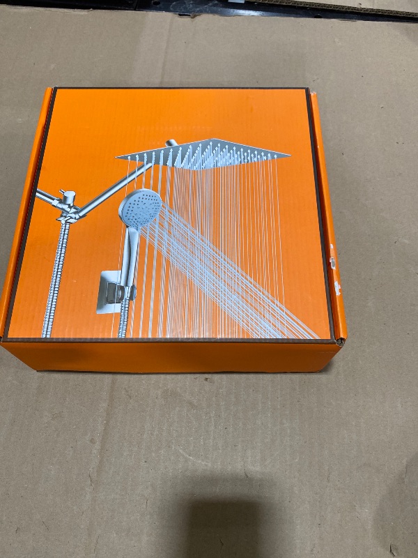 Photo 1 of 10 inch Rain Shower Head with Handheld Spray Stainless Steel, High Pressure Square Rainfall Showerhead Combo with 6 Handheld Sprayer, Detachable Shower Heads Waterfall Shower for Bathtub