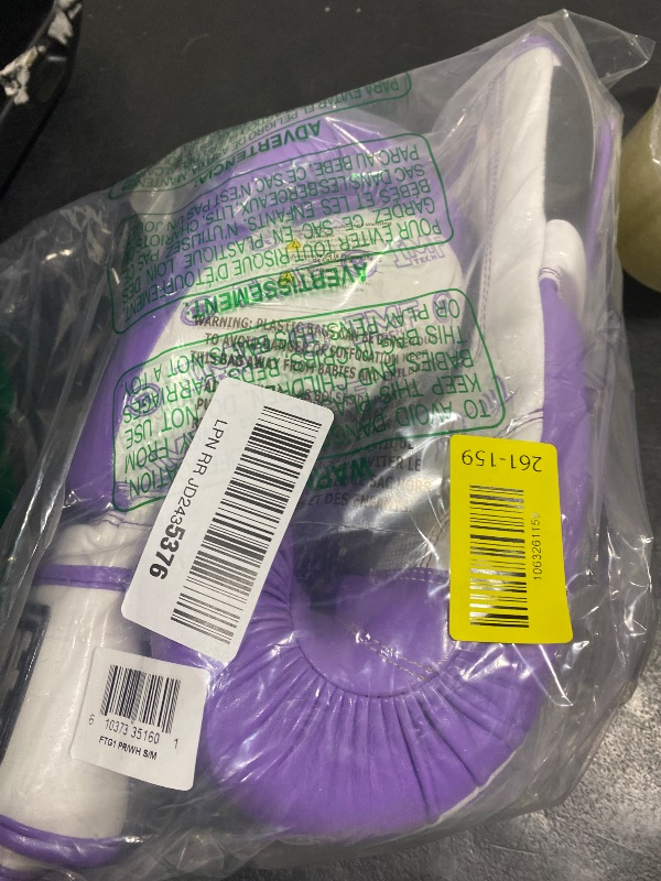 Photo 1 of Ringside Apex Bag Gloves, IMF-Tech Boxing Gloves with Secure Wrist Support, Synthetic Boxing Gloves for Men and Women, Purple and White, S/M