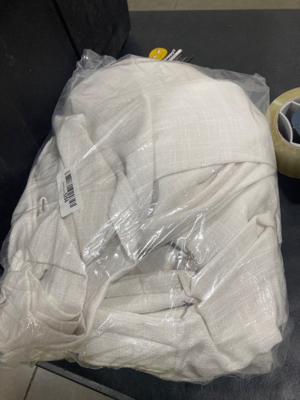 Photo 1 of Extra Wide Pinch Pleat Curtains 120 Inches Long for Patio Sliding Glass Door White Linen 70 Inch Wide Curtain Memory Trained Pleated Drapes with Hooks Rings Semi Sheer 70x120 Curtain for Large Window