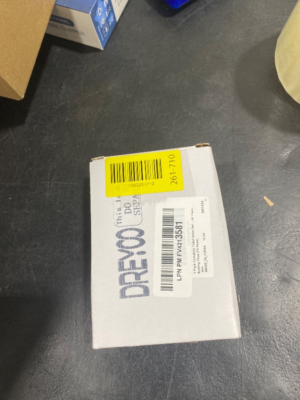 Photo 1 of 1 Pack Complete Toilet Valve Set, Includes 1/2'' Nom Inlet x 3/8'' OD Compression Outlet Angle Shut Off, 7/8" BC x 3/8" COMP Toilet Water Supply Line, Escutcheon Plate, Sealing Tape (16 Inch)