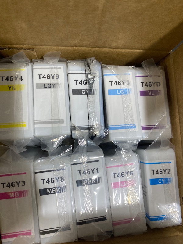 Photo 1 of Verveoy T46Y Ink Ultrachrome Pro10 Ink Cartridge Bundle Remanufactured for T46Y1 T46Y2 T46Y3 T46Y4 T46Y5 T46Y6 T46Y7 T46Y8 T46Y9 T46YD Ink cartridges for SureColor P900 SC-P900 Printer Ink (10-Pack)