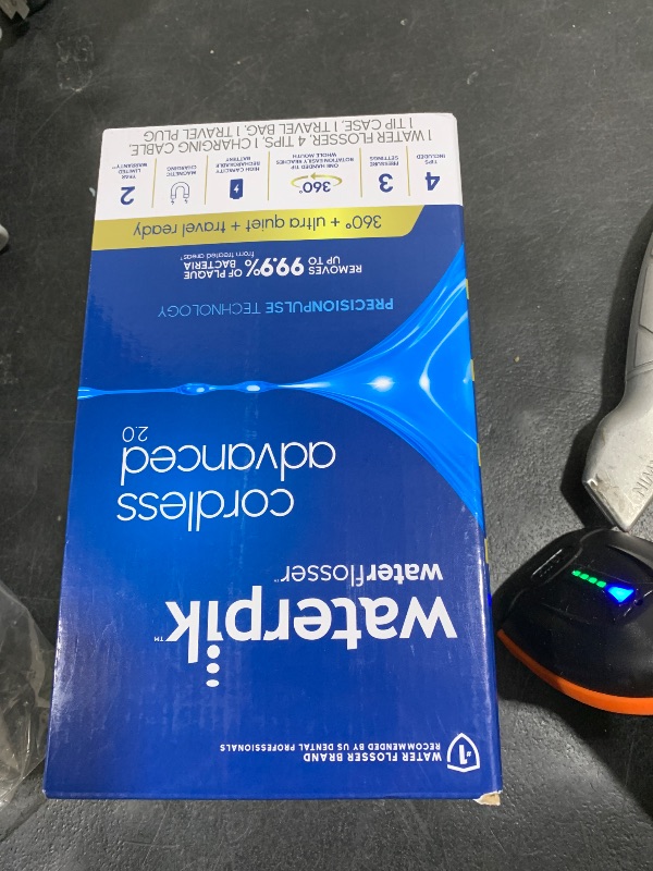Photo 1 of Waterpik Cordless Advanced 2.0 Water Flosser For Teeth, Gums, Braces, Dental Care With Travel Bag and 4 Tips, ADA Accepted, Rechargeable, Portable, and Waterproof, White WP-580, Packaging May Vary