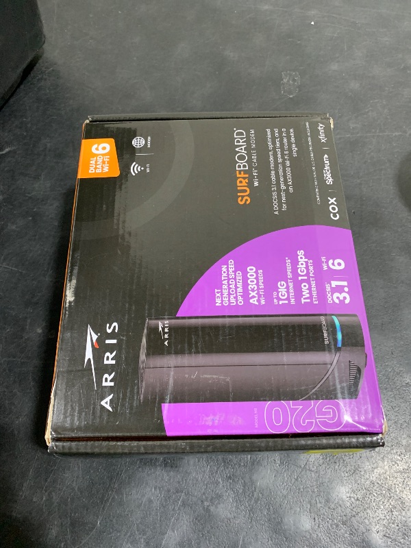 Photo 1 of Arris (G20) - Cable Modem Router Combo - Fast DOCSIS 3.1 Multi-Gigabit WiFi 6 (AX3000), Approved for Comcast Xfinity, Cox, Spectrum & More, 1.0 Gbps Max Speeds, Next-Generation Upload Optimized