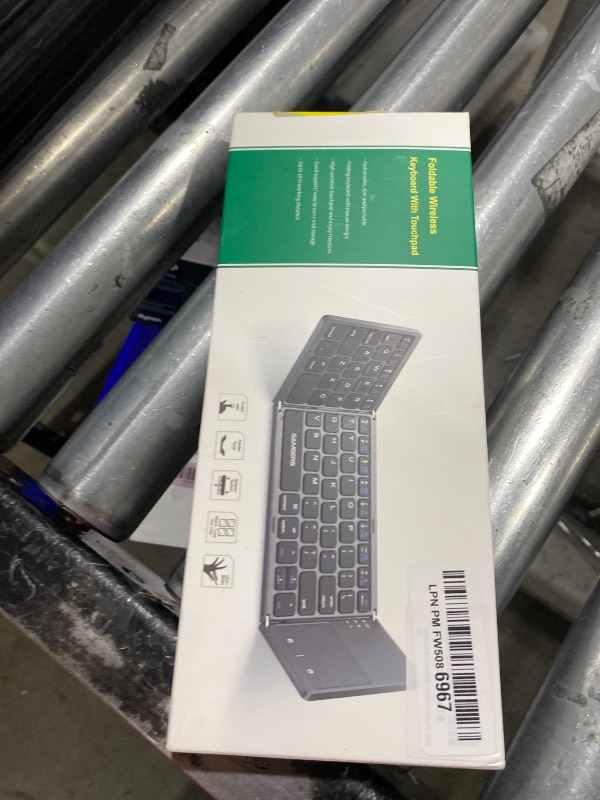 Photo 1 of Samsers Multi-Device Foldable Bluetooth Keyboard with Touchpad, Rechargeable Dual-Mode(2.4G+BTx2) Wireless Keyboard with Holder, Portable Folding Keyboards for Android Windows iOS Mac OS - Silver