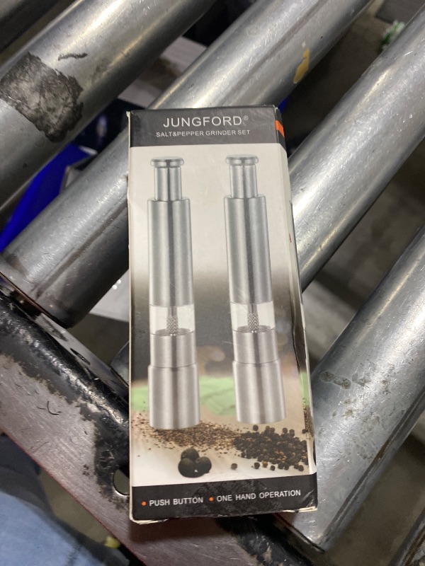 Photo 1 of [2 Pieces] Premium Stainless Steel Salt Grinder and Pepper Mill Set for Pepper Sea Salt Himalayan Salt and Spices with Thumb Button for One Hand Operation