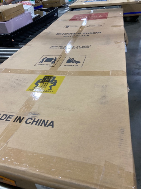 Photo 1 of 48" W ×72" H Frameless Pivot Shower Door, Pivot Swing Shower Glass Door, 1/4"(6mm) SGCC Clear Tempered Glass Shower Door,Matte Black