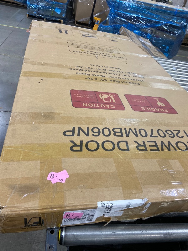 Photo 1 of 56-60" W x 75" H Frameless Shower Door, Magnetic Sliding Glass Shower Door, 5/16"(8mm) Thick Tempered Glass, Leak-Proof Seals, Stainless Steel Hardware, Easy-Clean Nano Coating, Matte Black