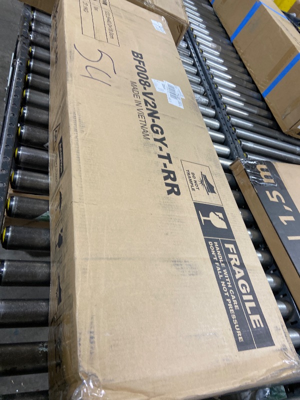 Photo 1 of Rolanstar Bed Frame Full Size with Charging Station and LED Lights, Upholstered Headboard with Storage Shelves, Heavy Duty Metal Slats, No Box Spring Need, Noise Free, Easy Assembly, Dark Grey