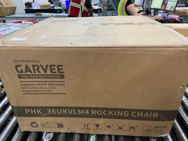 Photo 1 of Garvee Linen Rocking Chair with Footrest Modern Glider Chair with Side Pockets and Pillow Rocker Chair for Living Room Bedroom Grey