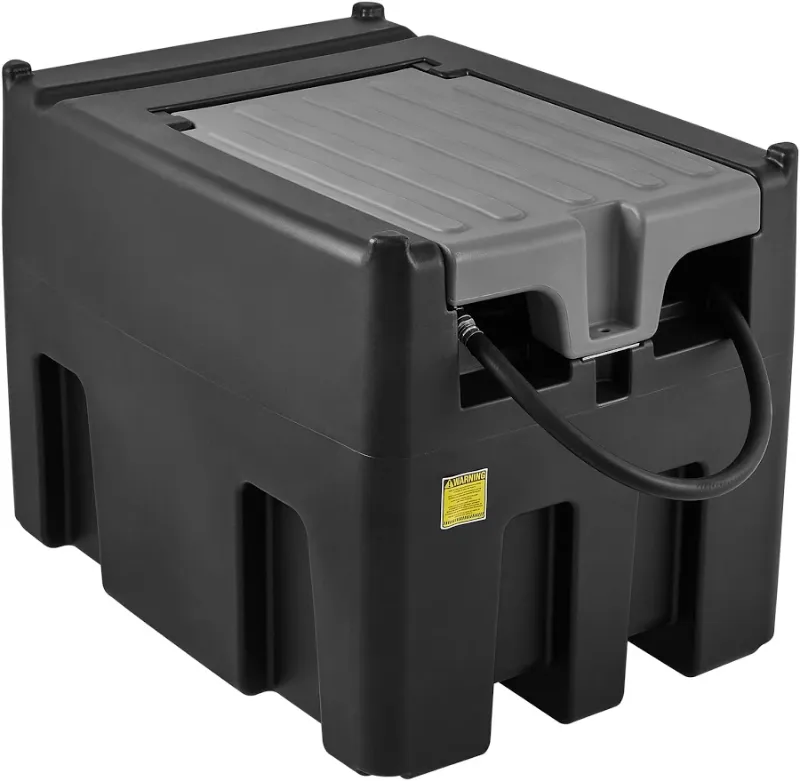 Photo 1 of VEVOR Portable Diesel Tank 116 Gallon Capacity and 10 GPM Flow Rate Diesel Fuel Tank with 12V Electric Transfer Pump and 13.1ft Rubber Hose PE Diesel Transfer Tank for Easy Fuel Transportation Black