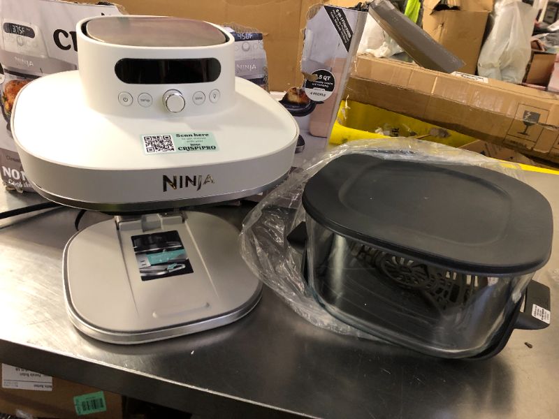 Photo 1 of **USED, INCOMPLETE SET** Ninja Crispi Pro 6-in-1 Glass Air Fryer | 450°F, Nontoxic, 6qt & 2.5qt Containers & Lids | Microwave, Freezer, Dishwasher Safe | Max Crisp, Air Fry, Bake, Roast, Recrisp, Dehydrate | Bone | AS101LG