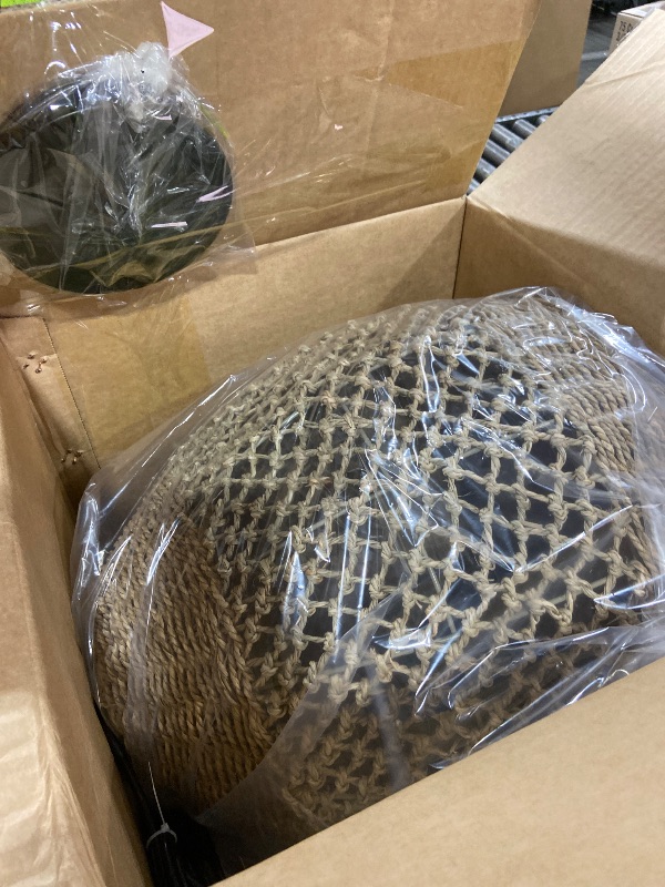 Photo 1 of LHJIHFU Rattan Pendant Light 13.39" Boho Coastal Hanging Wicker Hand-Woven Seagrass Chandelier for Kitchen Islands Farmhouse 3-Light