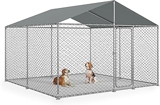 Photo 1 of 124x124x87IN)Fuzzy-bird 10x10 FT Outdoor Dog Kennel Outside with Metal Large Dog Gate, Outdoor Dog Pens with Roof