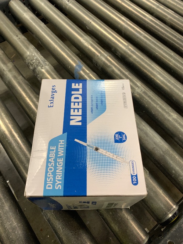 Photo 1 of 100 Pack Disposable 3ml/cc Lab Syringes with 23Ga 1 Inch Needle Luer Lock, Individually Sealed Packed