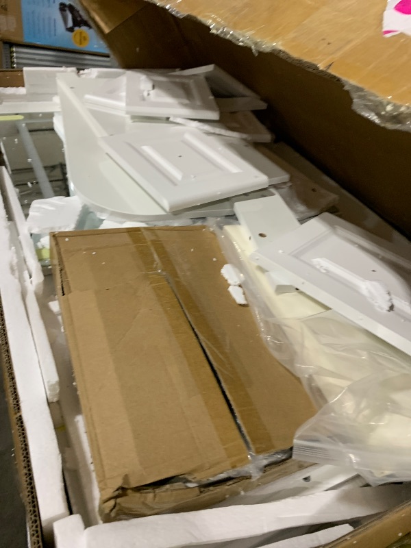 Photo 1 of White Vanity Desk with Mirror and Lights, Makeup Vanity with Charging Station and 3 Lighting Modes, Dressing Table Set with Storage Cabinet, Drawers and Chair for Girls Bedroom