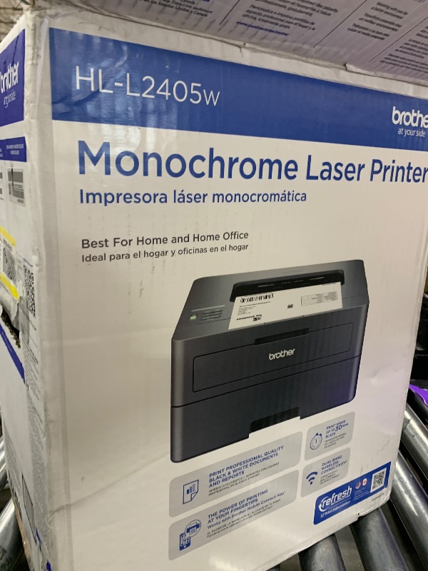 Photo 1 of Brother HL-L2405W Wireless Compact Monochrome Laser Printer with Mobile Printing, Black & White Output | Includes Refresh Subscription Trial(1), Works with Alexa