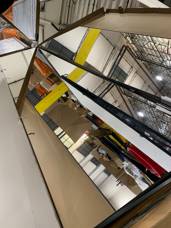 Photo 1 of major damage-----------------------brisafe Full Length Stand Up Mirror on Wheels,75''L×95''W,Large Tri-Fold Floor Mirror with Stand,Movable 3-Way Full Length Standing Mirror for Gym, Dance Studio, Fitness Room, and Home (Black)