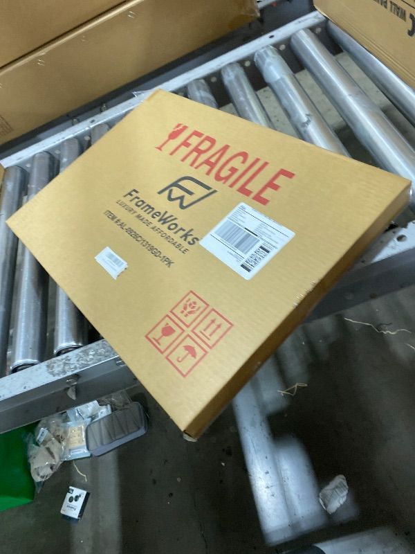 Photo 1 of FrameWorks 13”x19” with 11”x17” Mat – Brass Gold Deluxe Modern Aluminum Picture Frame with Tempered Glass and Removable Mat