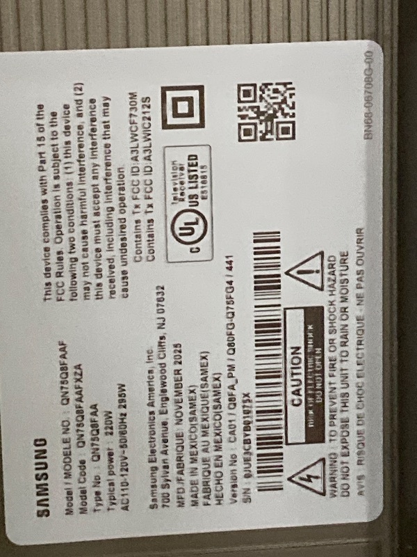 Photo 1 of Samsung 75-Inch Class QLED Q8F 4K UHD Smart TV (2025 Model) Q4 AI Processor, 100% Color Volume with Quantum Dot, AirSlim Design, Endless Free Content, Samsung Vision AI, Alexa Built-in