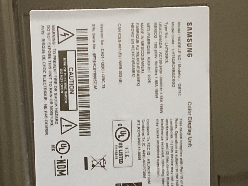 Photo 1 of Samsung Business QB75R 75 inch 4K UHD 3840x2160 LED Commercial Signage Display for Business with HDMI, Wi-Fi, 350 nit (LH75QBREBGCXZA), Black