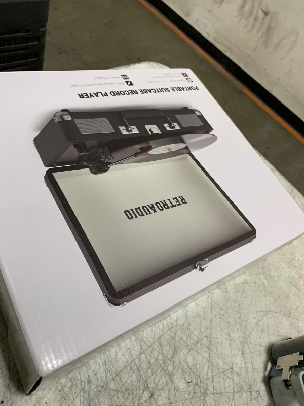 Photo 1 of Vinyl Record Player 3-Speed Bluetooth Portable Suitcase Belt-Driven Record Player with 2 Built-in Stereo Speakers Vinyl Vintage Turntable Phonograph Records Player with RCA Line Out, AUX Out (Black)