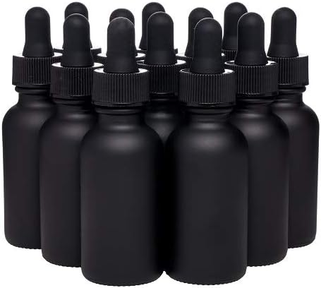 Photo 1 of 
12 Pack Black Coated Boston Round Essential Oils Aromatherapy Glass Bottles Jar With Bamboo dropper cap, 1oz
