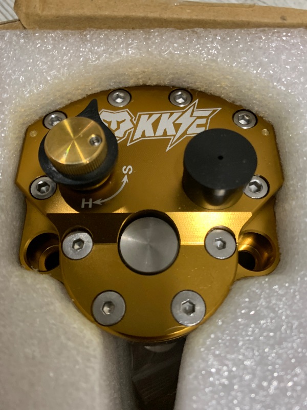 Photo 1 of Motorcycle Front Steering Damper Stabilizer Fit For CRF YZF EXC RMZ KLX Most Motorcycle Enduro Pit Dirt Bike Universal Front Motorcycle Safety Control Adjustable Moto Accessories (Gold)