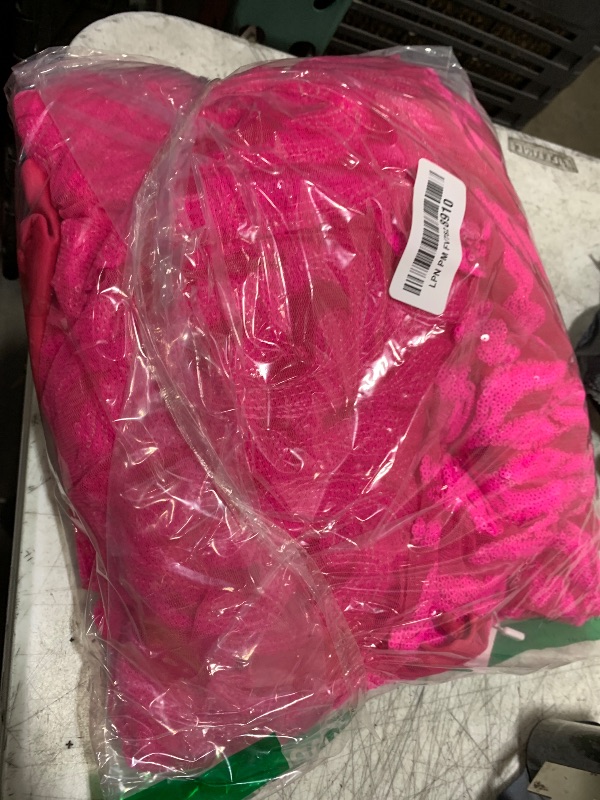 Photo 1 of *********READ CLERK NOTES*********
 Spaghetti Straps Mermaid Square Neck Prom Dress with Slit Hot Pink Sequin Sparkly Long Ball Gown for Women Wedding Party US Size 08