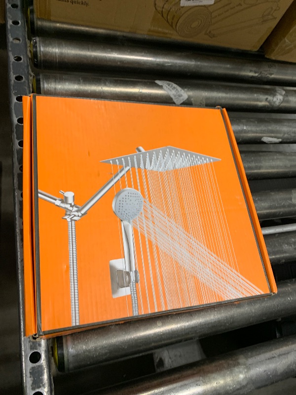 Photo 1 of 10 inch Rain Shower Head with Handheld Spray Stainless Steel, High Pressure Square Rainfall Showerhead Combo with 6 Handheld Sprayer, Detachable Shower Heads Waterfall Shower for Bathtub