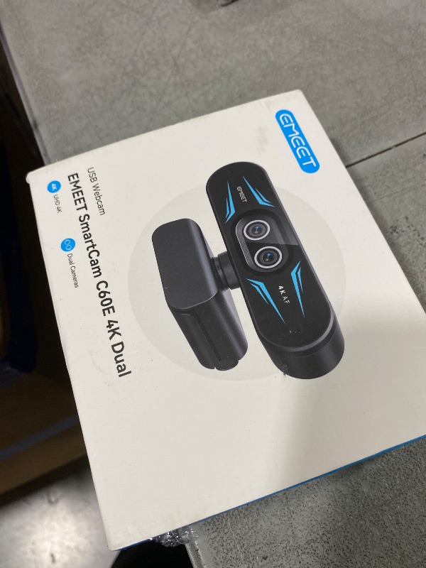 Photo 1 of EMEET C60E Dual-Camera 4K Webcam for Streaming, Wide-Angle and Telephoto Cameras, Max 11X Hybrid Zoom & PDAF Autofocus, Remote Control, RGB Lighting, 2 Mics, Ideal for Livestreaming and Online Meeting