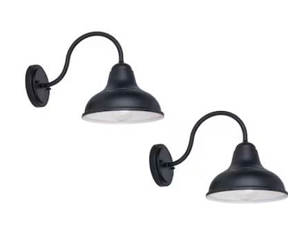 Photo 1 of Project Source Barn light 2 -Pack 1 -Light 9.45-in H Matte Black Hardwired Outdoor Wall Light
