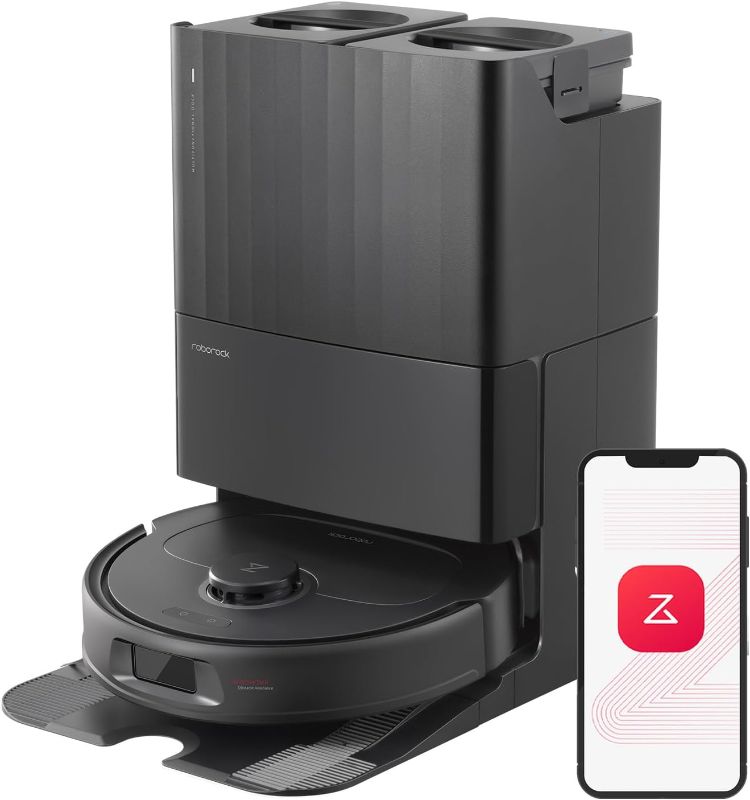 Photo 1 of roborock Qrevo Plus Robot Vacuum and Mop with FlexiArm Design Edge Mopping, Self-Emptying, 10 mm Liftable Mops, Auto Mop Washing & Drying, Reactive Tech Obstacle Avoidance, 7,000 Pa Suction, Black
