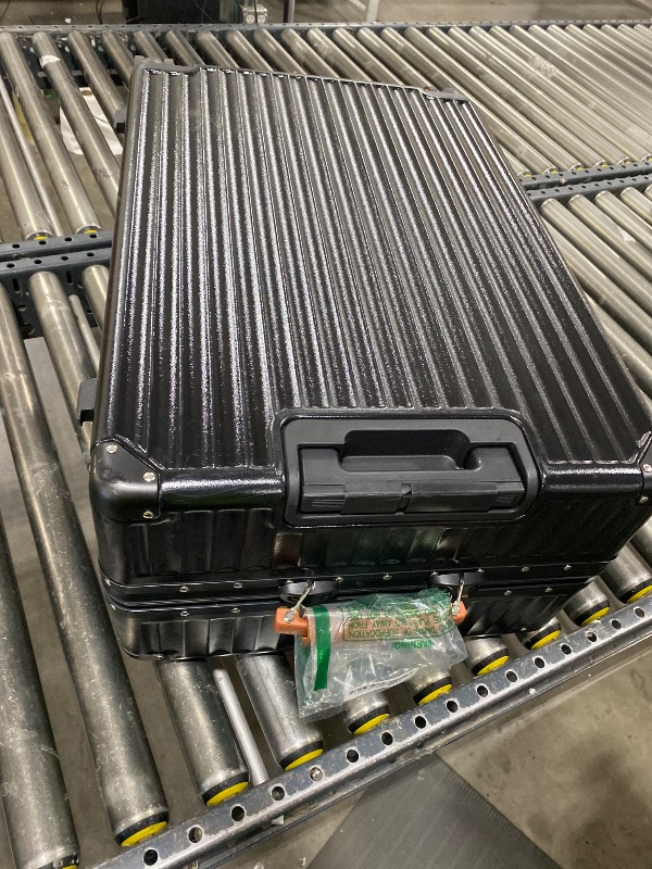 Photo 1 of 26 Inch Hardside Checked Luggage with Leather Handle, PC Zipperless Suitcase with Spinner Wheels and TSA Locks, Lightweight Checked Luggage for Travel, Black