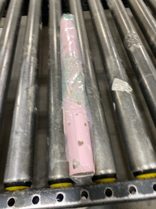 Photo 1 of Ribbli Valentine’s Day Wrapping Paper Pink with Gold Heart Foil Mini Roll Gift Wrap for Women Girls Birthday Anniversary Wedding 17 Inch x 33 Feet