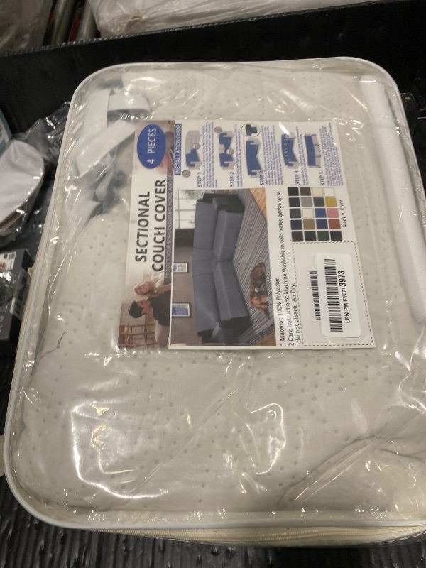 Photo 1 of ALIECOM Corner Sectional Couch Covers L Shape Sofa Covers Washable Reversible Couch Cover for Sectional Slipcover U Shape Pet Dogs Furniture Protector with Elastic Straps (Ivory, Small)