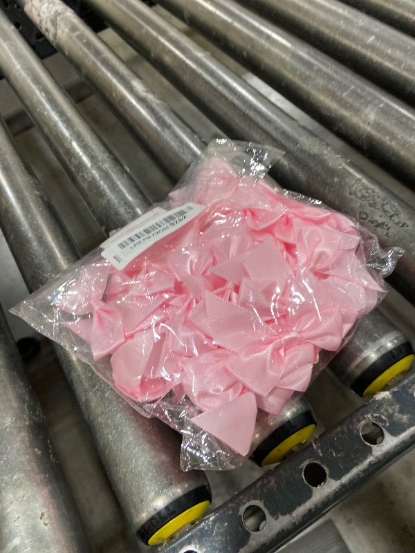 Photo 1 of 100 PCS Bows for Gift Wrapping, 2.75" Satin Ribbon Bows with Double-Sided Tape, Small Bows for Crafts, Bow Decor, Mini Bows Decorations for Party Baby Shower Birthday Wedding (Pink)