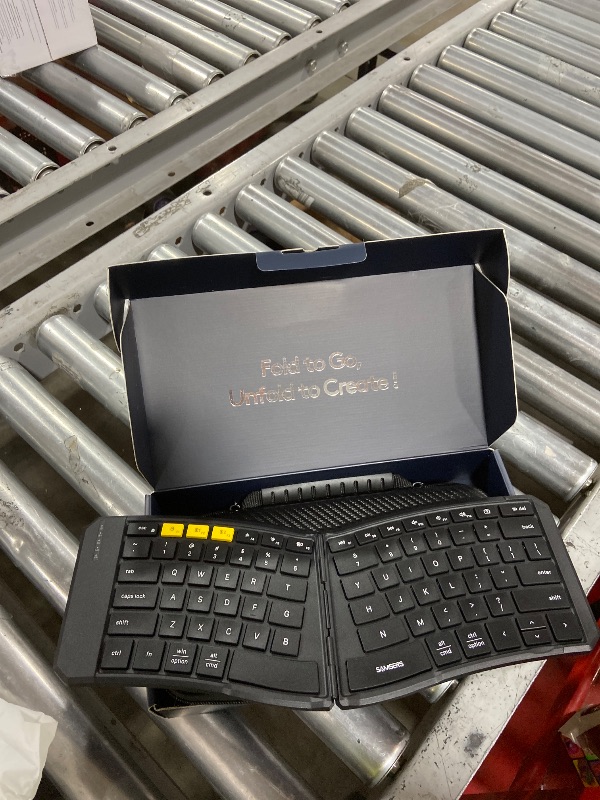 Photo 1 of Ergonomic Foldable Keyboard and Mouse, Samsers KM09 Split Folding Bluetooth Keyboard Combo, 2.4G + BT5.0 x2, 6-Row Layout Portable Travel Keyboards & USB-C Wireless Mouse for iOS Android Windows MacOS