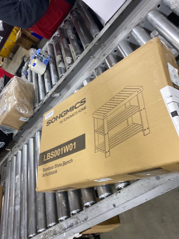 Photo 1 of SONGMICS Shoe Rack Bench, 3-Tier Bamboo Shoe Storage Organizer, Entryway Bench, Holds Up to 286 lb, 11.3 x 19.7 x 17.8 Inches, for Entryway Bathroom Bedroom, Cloud White ULBS001W01